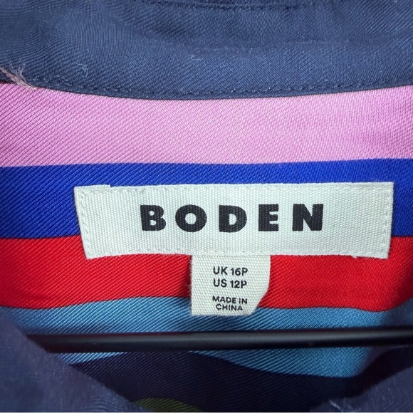 Boden Multicolor Rainbow Striped Midi/Maxi Shirt Dress 12 Petite Elegant Office - Picture 4 of 7